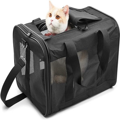 Bencmate Pet Travel Carrier Soft Sided Portable Bag for Cats, Small Dogs, Kittens or Puppies,Black, (12"*12"*17")