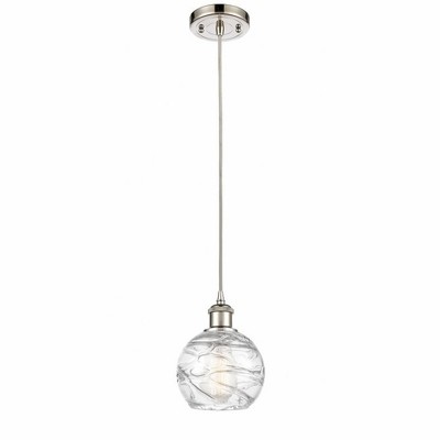 Athens Deco Swirl - 1 Light Cord Hung Mini Pendant In Industrial Style-8 Inches Tall and 6 Inches Wide