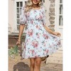 Coolmee Women's Floral Dress Square Neck Puff Sleeve Smocked Ruffle Mini Chiffon Flowy Summer Dress - 2 of 4