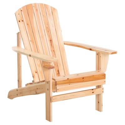 Outsunny Oversized Adirondack Chair, Outdoor Fire Pit and Porch Seating, Classic Log Lounge w/ Built-in Cupholder for Patio, Backyard