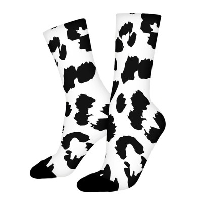 Leopard Print Women Printed Crew Socks Funny Funky Socks Soft Polyester Novelty Gifts for Artists Men