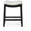 HomeRoots 26" White and Black Fabric and Solid Wood Backless Counter Height Bar Chair - 4 of 4