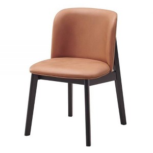 19.88" Eliora Dining Chair Camel Polish Microfiber and Black Finish - Acme Furniture: Upholstered, Armless, Wood Frame - 1 of 4