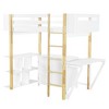 NicBex Twin Size Bunk Bed with Foldable Desk Wooden Bed Frame with Storage Shelves, Ladder and Full Length Guardrail, No Box Spring Required - 3 of 4