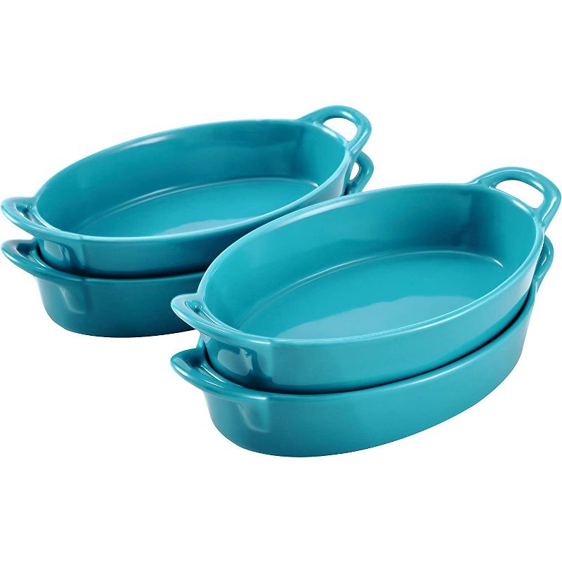 Bruntmor 8" x 5" Oval Ceramic Deep Dish Pie Pan - Blue - Set of 4, 2 of 8
