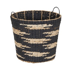 Tapered Woven Basket, Large Decorative Basket with Handles, Black and White Pattern - 1 of 4