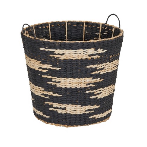 Tapered Woven Basket, Large Decorative Basket with Handles, Black and White Pattern - image 1 of 4