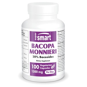 SuperSmart Bacopa Monnieri 1500mg per Day - Bacopa Extract - Active Bacosides Nootropic Supplement | Non-GMO & Gluten Free - 100 Vegetarian Capsules - 1 of 1