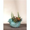 Manual Woodworkers and Weavers Ceramic Bird Flower Pot, Blue, 9.25 x 5.71 Inches, Whimsical Planter for Garden or Indoor Decor - 2 of 3