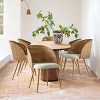 Rattan Curved Back Dining Chairs Set Of 6,Modern Armless Linen Upholstered Cane Dining Chair,Double Layer Rattan Back Side Chairs-Cuddlewood - 2 of 4