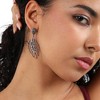 SOHI Women's Chrome Silver Intricate Crystal Leaf Drop Earrings - 4 of 4