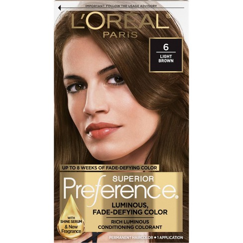 L'oreal Paris Superior Preference Fade-defying Color + Shine System - 6 Light  Brown - 1 Kit : Target