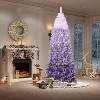 TackView Prelit Artificial Christmas Tree, Pre-Lit Snow Flocked Pencil Christmas Tree with RGB & Warm White Lights, Foldable Base - 2 of 4