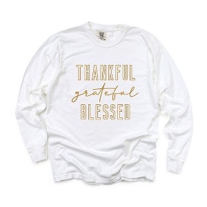 Simply Sage Market Women's Thankful Grateful Blessed Long Sleeve Garment Dyed Tee - 1 of 4