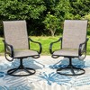 Captiva Designs 9pc Patio Slat-top Square Metal Dining Table and Brown Padded Sling Swivel Chairs - 2 of 4