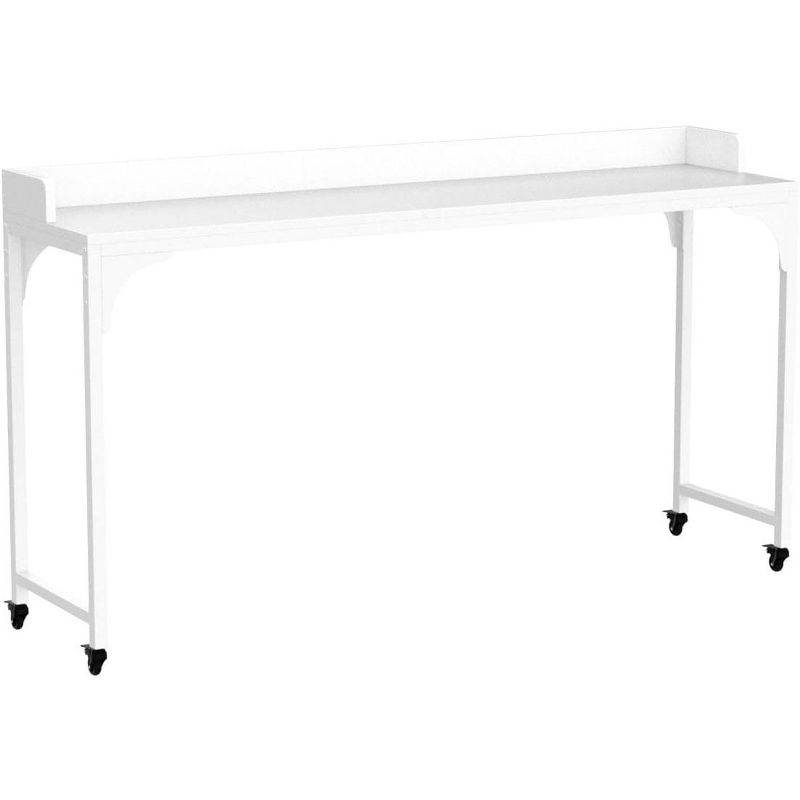 Tribesigns Overbed Table with Heavy Duty Metal Leg and Wheels, Queen Size Mobile Computer Desk Standing Workstation Laptop Cart, 1 of 10
