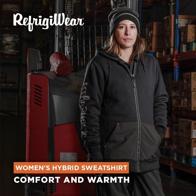 RefrigiWear Women's Hybrid Dual-Layered Jersey Knit Hooded Sweatshirt, 3 of 8