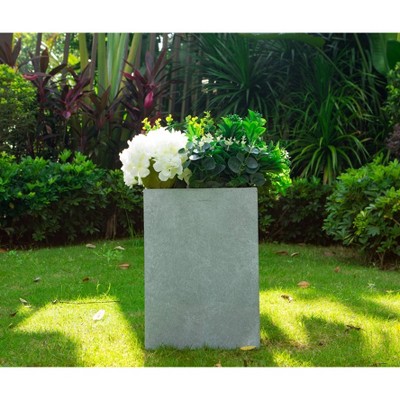 Slate Gray Tall Rectangular Lightweight Concrete Planter