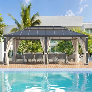 EROMMY 12'x20' Hardtop Gazebo, Permanent Outdoor Aluminum Patio Gazebo with Aluminum Composite Double Roof for Patio Lawn and Garden - 1 of 4