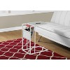 Monarch Specialties Accent Table, C-shaped, End, Side, Snack, Magazine Storage, White Leather Look, White Metal - 2 of 4