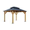 9X11 FT Pavilion Garden Gazebo with Steel Double Slope Roof,Outdoor Metal Canopy with Fir Wood Frame,Hardtop Patio Gazebo Shelter-Coolbibila - 2 of 4