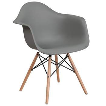 Merrick Lane Polypropylene Accent Chair with Gently Curved Arms and Metal Braced Wooden Legs