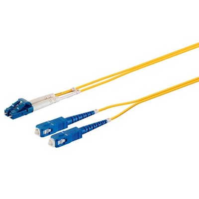 Monoprice Fiber Optic Cable - 3 Meter - Yellow | LC/UPC-SC/UPC, G657A1, Single Mode, Duplex, 2mm, PVC
