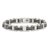Black Bow Jewelry Men's 9mm Stainless Steel & Black Rubber Adj. Link Bracelet, 8.25 Inch - 3 of 4