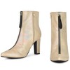 Perphy Women's Pointed Toe Front Zip Chunky Heel Ankle Booties - 2 of 3