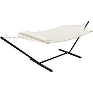 Double Hammock with Stand – 2 Person 350lbs Capacity, Portable Steel Frame & Comfort Pad for Indoor/Outdoor Use (Quick Assembly) - 1 of 4