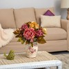 Nearly Natural 16-in Peony Artificial Arrangement in Flower Print Jar - 3 of 4