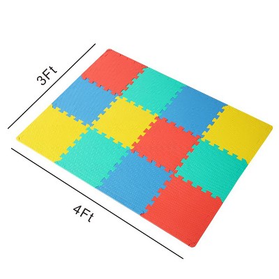 Multicolor Foam Interlocking Puzzle Floor Mat with Borders