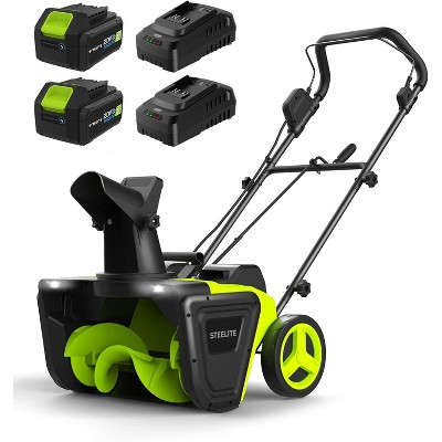 2 x 20V STEELITE Cordless Snow Blower, 20-Inch Snow Thrower Includes 2 x 4.0Ah Batteries & Charger, Ideal for Walkways and Driveways, Brushless Motor