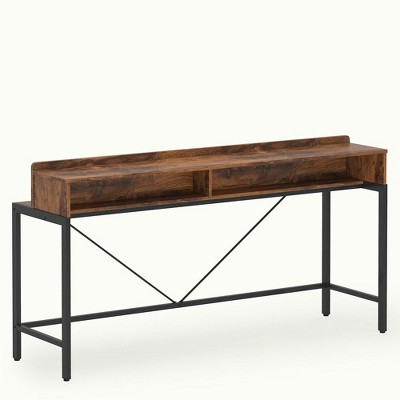 Resenkos Entryway Table, Console Sofa Table,2-Tier Console Table, 70.9" Sofa Hallway Table with Open Shelves Brown