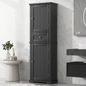 Okak Bathroom Storage Cabinet, Freestanding Storage Cabinet with Adjustable Shelves and 1 Drawer, Bathroom Floor Cabinet Living Room - 1 of 4