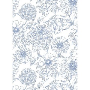 Tempaper & Co. 108"x78" Floral Blooms Prussian Blue Peel and Stick Wall Mural - 1 of 4