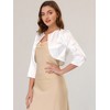 INSPIRE CHIC Women's Satin Elegant 3/4 Sleeve Solid Bolero Shrugs - 2 of 4