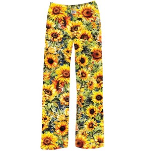 Collections Etc Vibrant Sunflowers Elasticized Waist Drawstring Lounge Pants - 1 of 4