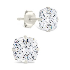 SHINE by Sterling Forever Sterling Silver Cushion Cut Prong Set Stud Earrings - 1 of 4