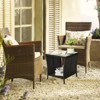 VisioGear Square End Table, Outdoor Bistro Coffee Table with Glass Top Storage Shelf for Porch Garden Backyard, Black, 17.9"*17.9"*20" - 2 of 4