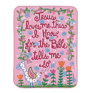 Manual Woodworkers and Weavers Jesus Loves Me Pink Bird Throw Blanket, 30x40 Inches, Soft Fleece Baby Blanket for Girls - 1 of 3