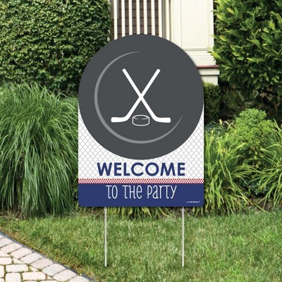 Big Dot of Happiness Shoots and Scores - Hockey - Party Decorations - Birthday Party or Baby Shower Welcome Yard Sign