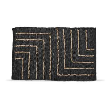 tag Lionel Black Leather Rug Cotton Indoor Rug, 24L x 36W Inches
