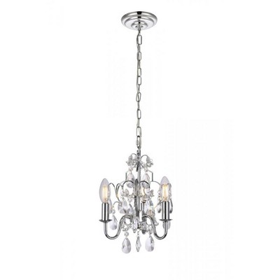 Elegant Lighting Kaede Collection Pendant D9.5 H12.2 Lt:3 Chrome Finish
