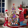 Christmas Trees Artificial Pre-Lit with Red Berries, Snow Flocked Tips, Deer lightbox Box,Includes Pot Base,Easy Installation Festive Table Decor - 2 of 4