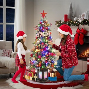 3Ft Artificial Christmas Tree With Warm White LED Lights，Fiber Optic-Like Flocked Tree  for Home, Shops, Party and Holiday Christmas Decoration - 1 of 4