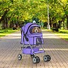 BestMassage Pet Stroller 3/4 Wheels Dog Cat Stroller Jogger Stroller with Removable Liner and Cup Holder Travel Folding Carrier - 2 of 4