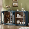 PAGED Retro Arched Glass Door Buffet Cabinet, 4-Door Sideboard Cabinet with Adjustable Shelves, Storage Cabinet for Kitchen, Dining Room, Living Room - 2 of 4