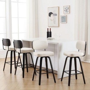 Bekrvio 26'' Swivel Counter Height Bar Stools, Upholstered Faux Leather - 1 of 4