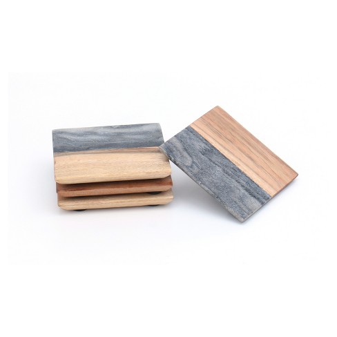 Marble and Wood Coasters - 4pk - Threshold™